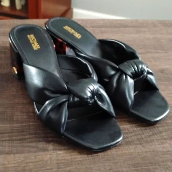 Michael Kors🎁 Josie Mule Knotted Sandals Leopard Block heel NIB - Picture 3 of 7